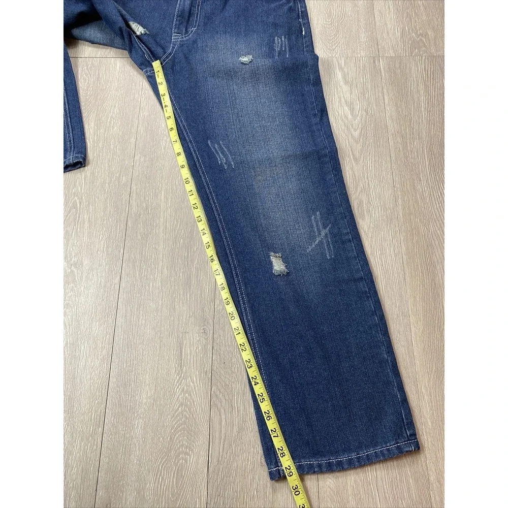 Akademiks Jeans Men's Size 32 Medium Wash Distressed Math Y2K VTG 00's‎ Denim